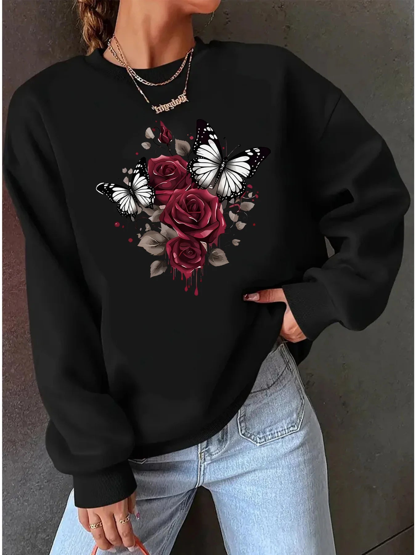 Oversized Urban Flower Print Sweater™