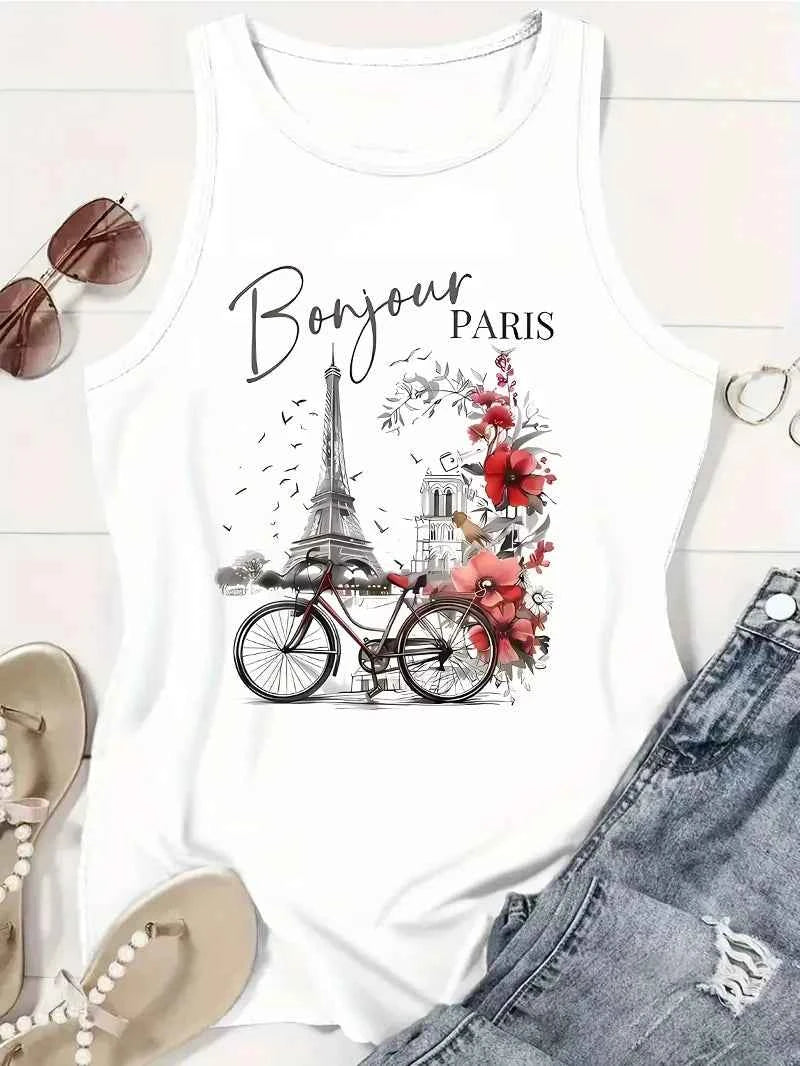Paris Streetwear Text Print T-shirt™