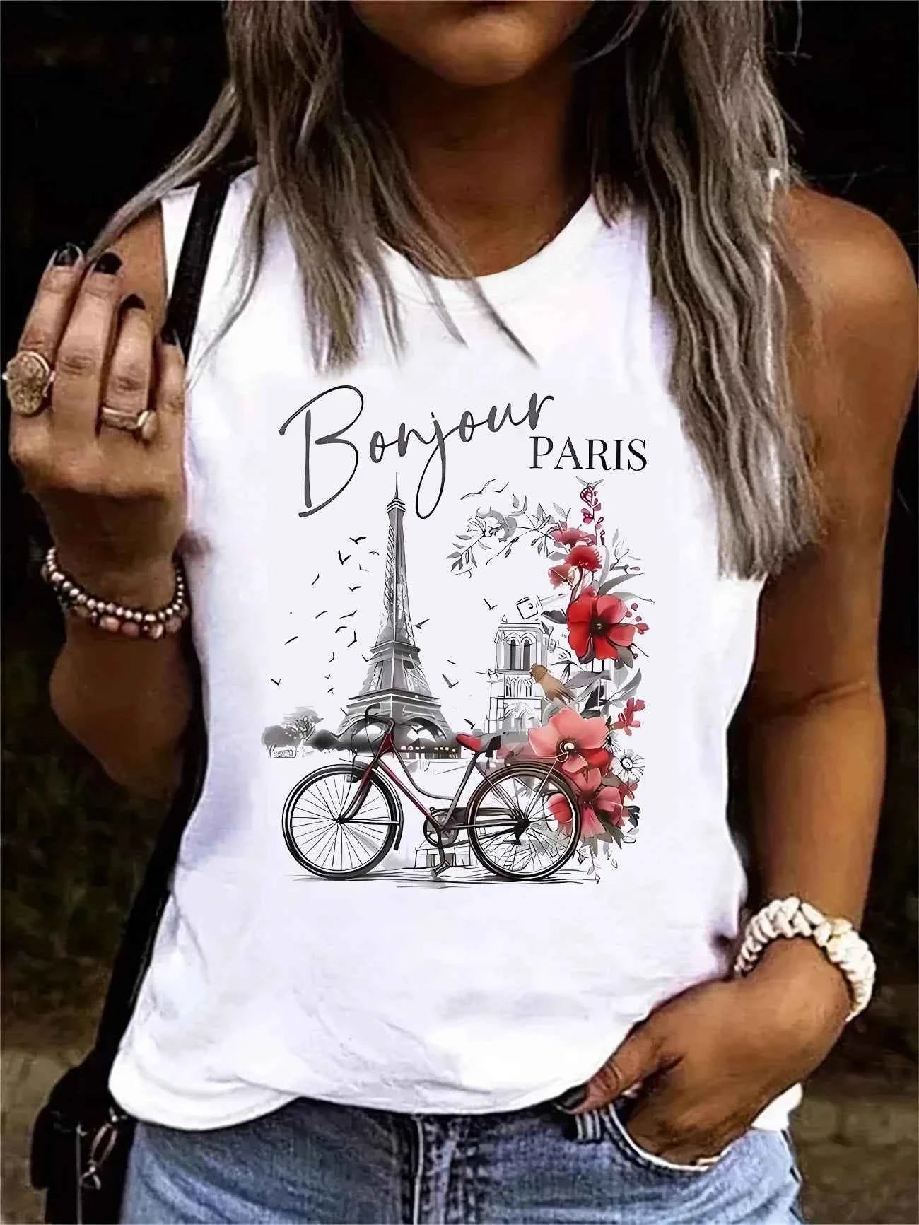 Paris Streetwear Text Print T-shirt™
