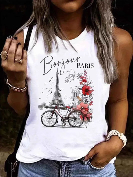 Paris Streetwear Text Print T-shirt™